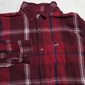 Hollister Flannel Plaid Checkered Shirt Mens Large Red Blue White NWOT
